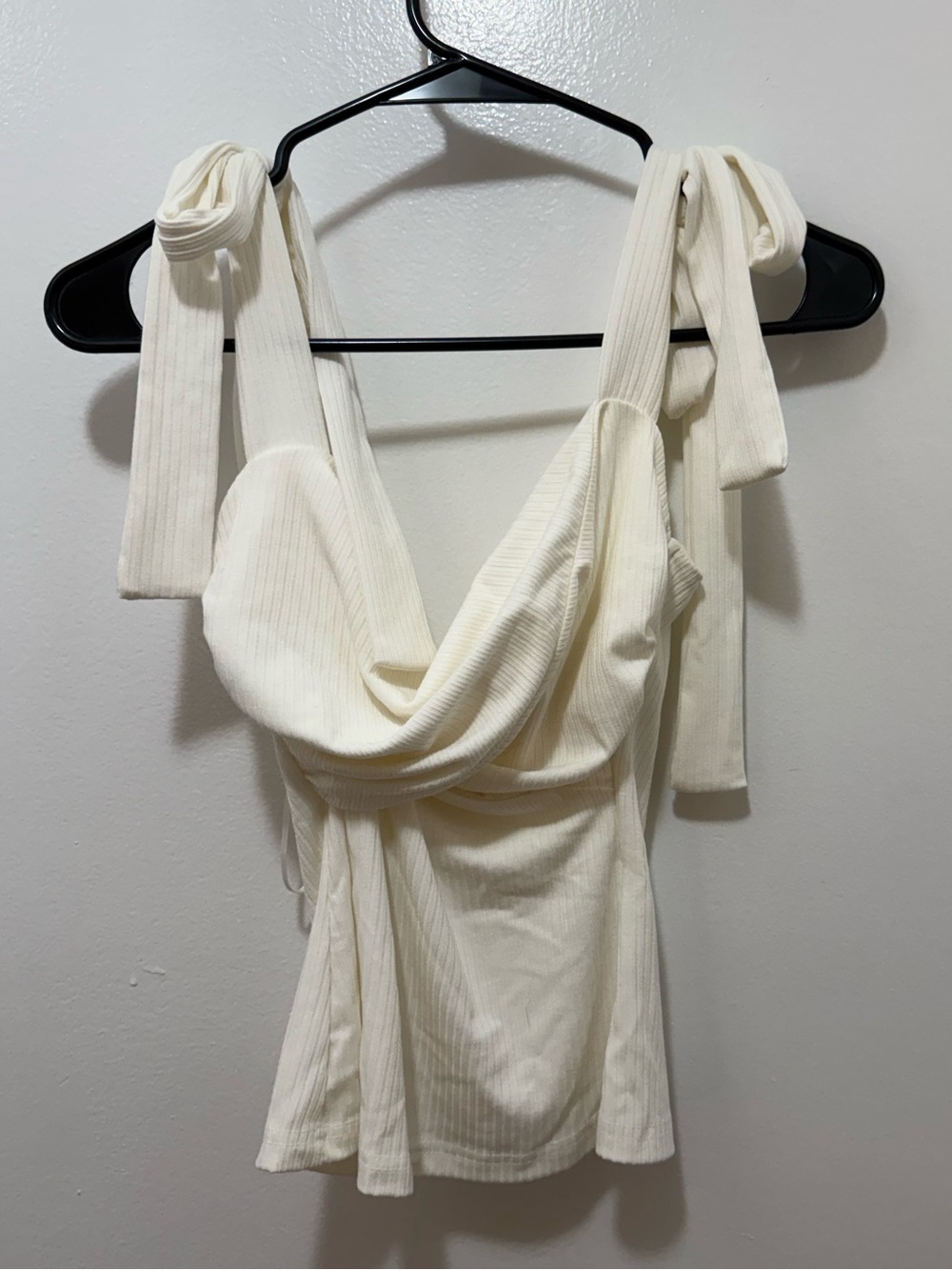Verge Girl Cream Strapless Draped Cowl Dress with Tie Straps